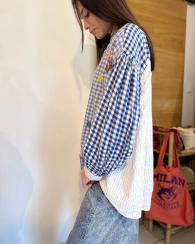 Blouse patchwork Vichy