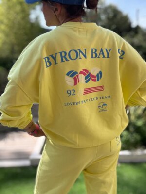 Sweat shirt crew Byron bay yellow
